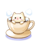 의상 흰 고양이 커피잔 이미지